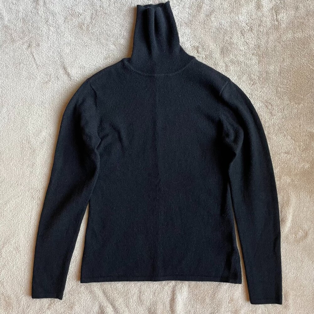 Black Double-Ply Cashmere Turtleneck